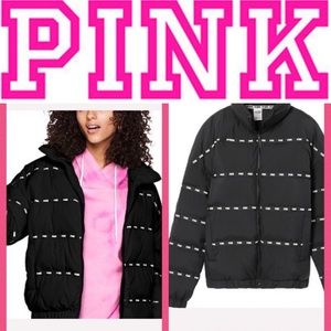 Pink Victoria's Secret Jackets \u0026 Coats | Pink Victorias Secret Puffer Logo Jacket | Color: Black/White | Size: M | Lovelystyles2u's Closet
